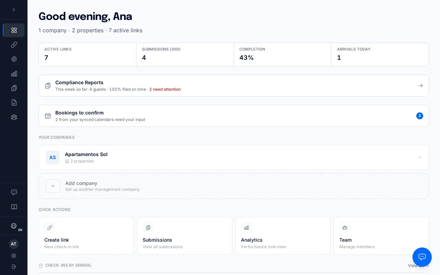 BookCheckin dashboard preview