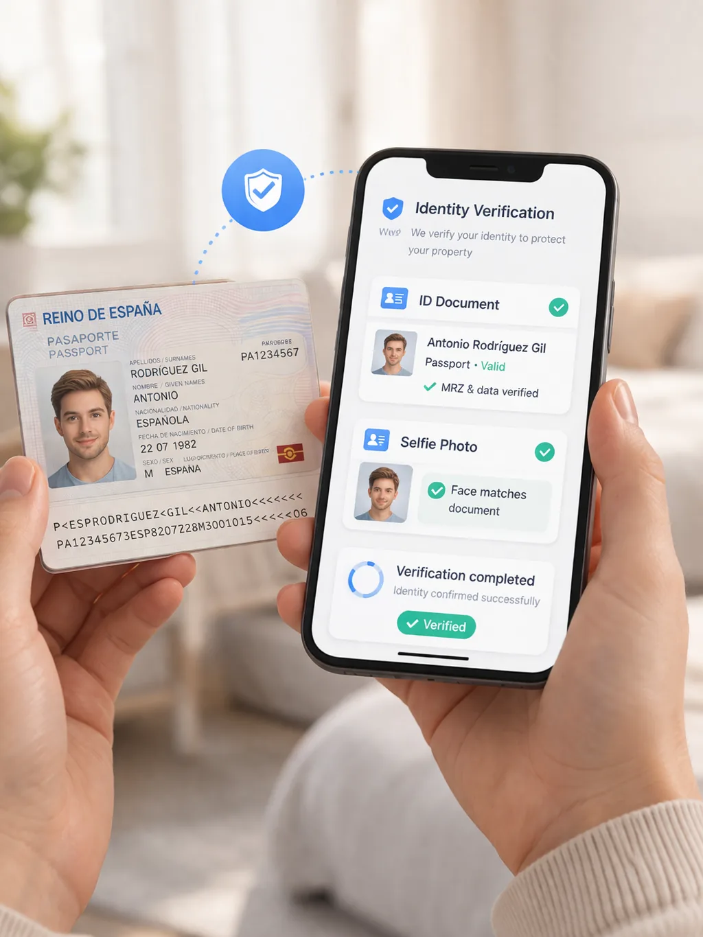 Verificación de identidad y escaneo de documento con IA en BookCheckin